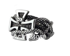 etNox Bague "croix de fer" acier inoxydable serpent style gotique T 62 /EBOC