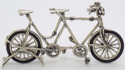 Miniature vélo tandem - tandem, argent
