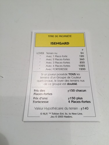 Carte isengard pièce - carte,