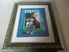 ENCADRE SOUS VERRE  ROSINA  WACHTMEISTER DEUX CHATS DEVANT LA FENÊTRE 