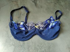 Soutien gorge bleu voile et dentelle à armature "ROUGE GORGE"  90B.