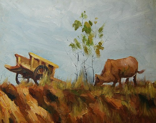 Tableau peinture huile sur - peinture,