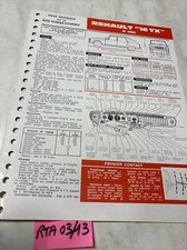 Fiche technique automobile Renault 16 TX R1156 R16TX édition 1974 RTA R16