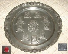 PLAT Etain POTSTAINIERS HUTOIS 94%  décor blasons  des PROVINCES BELGE