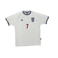 Maillot football vintage Angleterre #7 Beckham domicile saison 1999-2000