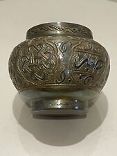 ANCIEN VASE PERSE IRAN SYRIE ART ISLAMIQUE CUIVRE ET CALLIGRAPHIE ARGENT 19eme