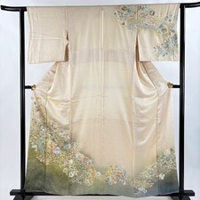 Élégant kimono Tsujigahana en soie crème 158 cm taille S par Suzunoya