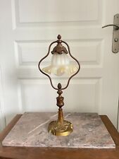 Ancienne Lampe Lyre Tulipe Laiton Doré France