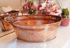 Vintage France - Jardinière Ancienne en Cuivre martelé et Laiton