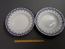 2  assiettes anciennes blanches creuses bleu mauresque french antique