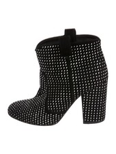 LAURENCE DACADE Pete Black Silver Studded Suede Leather Ankle Boots 9 39 $800