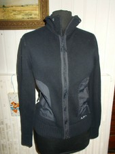 Pull coton bleu marine stretch gilet zip MISE AU GREEN T.2 36/38 bi-matières