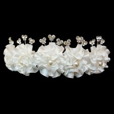 Diadème Couronne Mariage Mariée Satin Perle Papillons Cristal Blanc cassé Ivoire