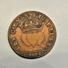 LOUIS XIV  jeton  1642 RARE   LES COEURS FIDELES  cuivre a dècouvrir