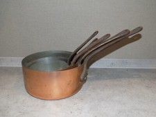 LOT DE 4 CASSEROLE EN CUIVRE ETAMÉ TUPPERWARE