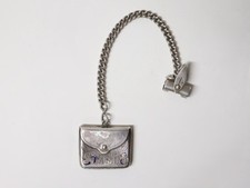 Ancienne Rare Boîte à timbres Stamps Birmingham en argent avec châtelaine XIX-XX