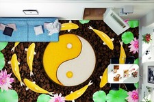 Peinture murale 3D jaune Koi