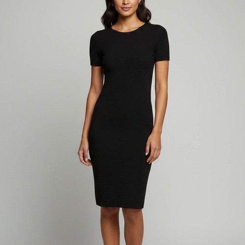 Robe midi noire tricot - en,