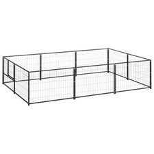 Chenil extérieur cage enclos parc animaux chien noir 6 m² acier Helloshop26 02_