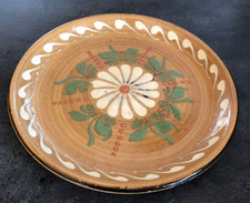 ASSIETTE Terre Cuite Vernissée FAIENCE ALSACE MOTIF FLORAL ø 20cm
