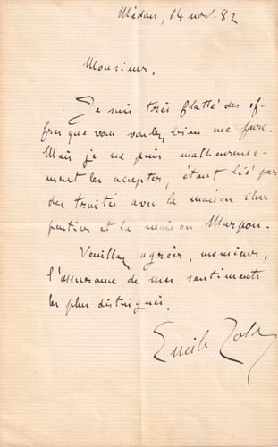 émile zola lettre - zola,