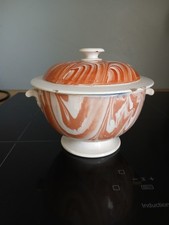 Bouillon couvert à avec anse  faîence Gien Faïence FINE No Creil Montereau 