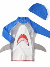 Kid Boys Chic Animals Printed One-Piece Rash Guard with Sun Hat 2pcs Swimsuit Po