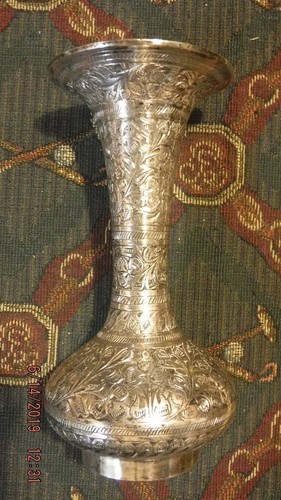 Vintage silver plate vase - vintage,