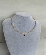 Magnifique collier or 18 carats - pendentif rubis - raz le cou - 41 cm