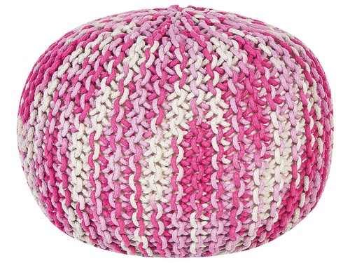 Pouf blanc rose coton - blanc, 50