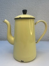 Cafetière Ancienne en Tôle émaillée – Années 1950 – 1 L – Jaune Pâle