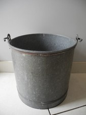 ancien seau acier galvanisé zinc déco indus jardin vintage steel bucket Eimer