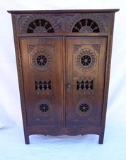 Doll House Miniature Quimper Armoire Wardrobe Cut Carved Wood Brittany