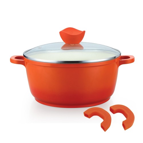 Orange aluminum dutch oven - orange, lid