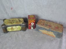 TROIS BOÎTES anciennes, de biscuits et cacao.