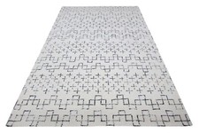 Tapis Beige Et Bleu Fait Main