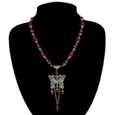 Joli Collier Style Tibétain Papillon en Argent Tibétain   