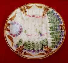  ONNAING Asparagus Plate French Hand Painted Faience 1900's Signed