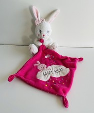 Peluche Lapin Blanc Et Doudou Mouchoir Rose  Happy Night SIMBA