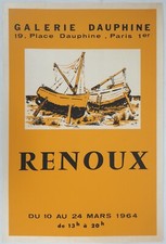 [AFFICHE D'ART] RENOUX : Voiliers en réparation #Galerie Dauphine #Paris, 1964