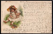 BQ007 BRUNDAGE Cute GIRL reading ABC BOOK PUPPY DOG Raphael TUCK Serie 8 N°1