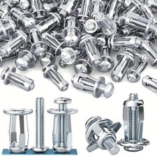 50Pcs Petal Rivet Nuts with Screws for Hollow Wall Anchors, M4-M8 Sizes