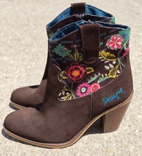 Bottines Cuir Desigual Broderie fleurie taille 38