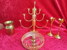 Beaux Accessoires En Laiton, Bougeoir, Vase, Plateau Miroir