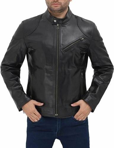 Veste motard cuir noir - motard,