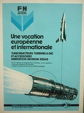 10/1977 PUB FN HERSTAL MOTEURS AVIATION TURBOREACTEUR TURBINE A GAZ FRENCH AD