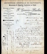 MONTCORNET (02)  MONUMENT & CHAPELLE FUNERAIRE "F. GERVOIS & HUCLIN" en 1910