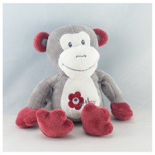 Doudou singe gris rouge Arthur