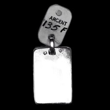 Ancien Pendentif Plaque Identité Argent Vierge Gravure Neuf De Fond Bijouterie