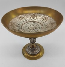 COUPE SUR PIED DECOR ORIENTAL BRONZE & BRONZE ARGENTE PAR OUDRY & CIE DEPOSE